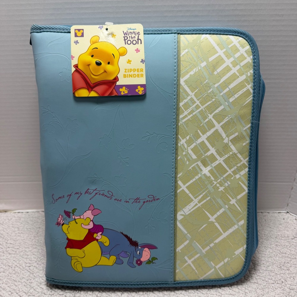 Vintage 2000 Disney Winnie The Pooh Pen-Tab Zipper Binder 1.5" D-Ring NWT